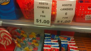 assorted candy buck or two