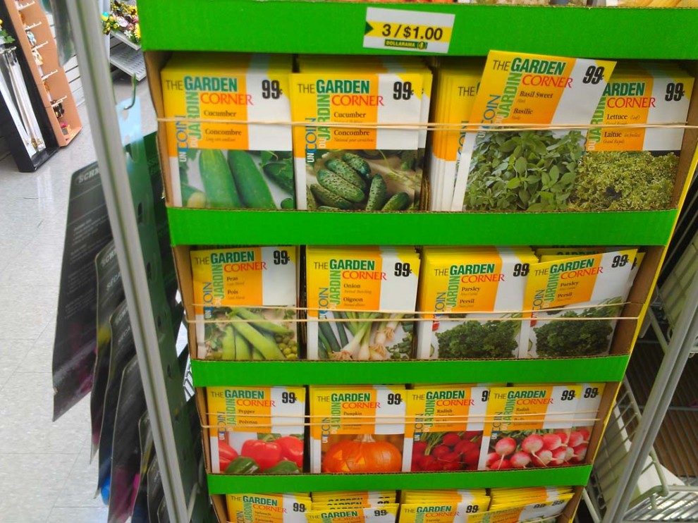 vegetable seeds, dollarama, packs of three