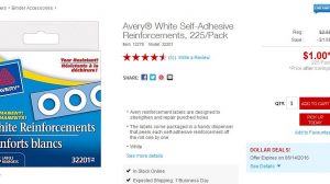 Avery White Self-Adhesive Reinforcements 225 Pack