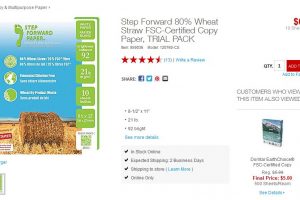 Step Forward 80% Wheat Straw FSC-Certified Copy Paper Ten Sheets Staples Canada