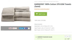 HARMONY 100% Cotton 370 GSM Towels